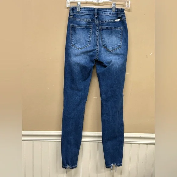 Kancan Skinny Jeans Women’s Size 5/26 Blue Distressed Chewed Hems KC5055D - Picture 2 of 8